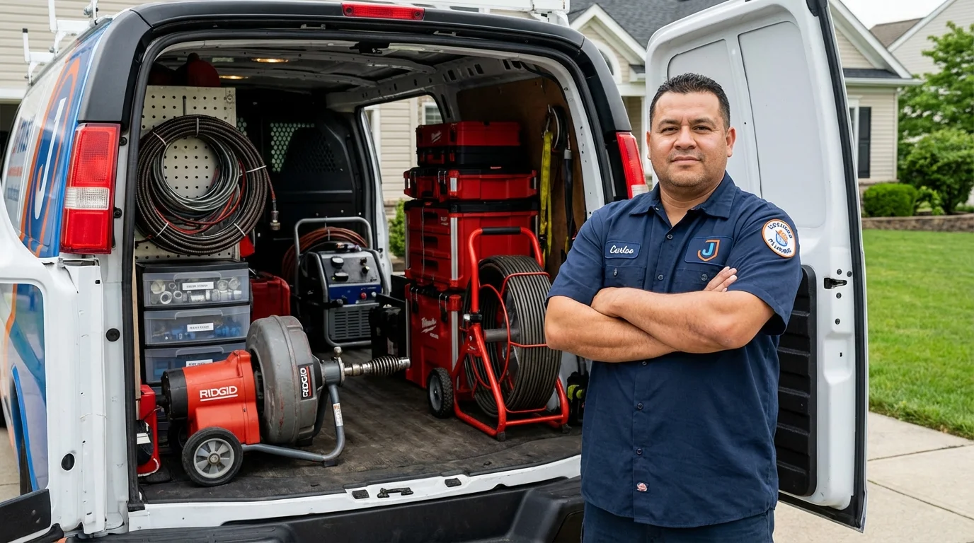 Professional drain cleaning equipment and Johns Plumbing LLC plumber in Buffalo