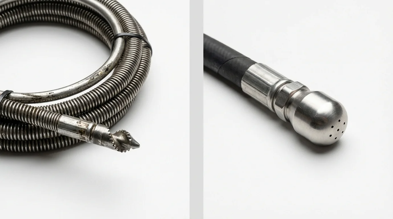 Drain snake cable and hydro jetting nozzle used for drain cleaning in Buffalo, SD